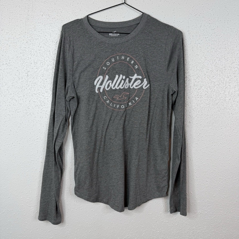 Heather gray Hollister Co. long-sleeve graphic tee shirt Women's Size L